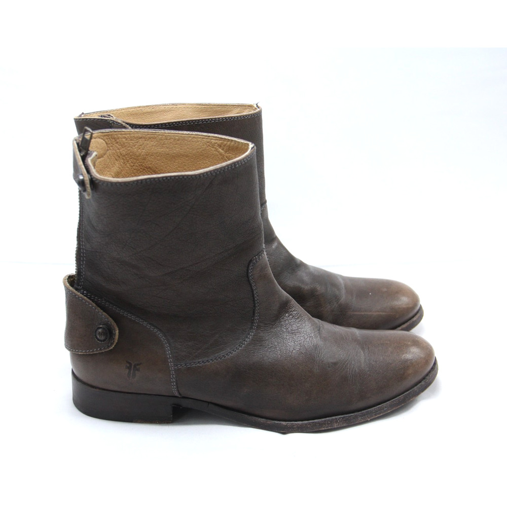 Frye Melissa Boots Womens 10 B Button Back Zip Short Ankle Dark Brown Leather